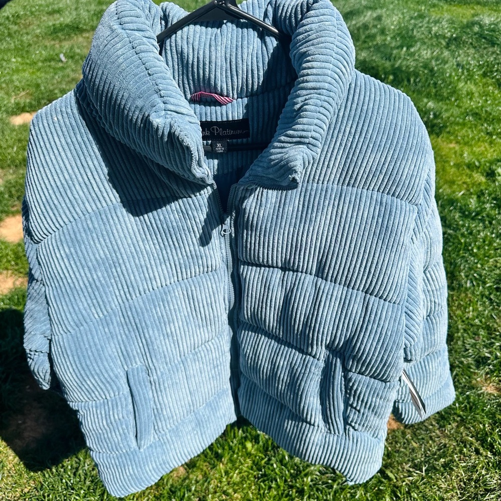 Baby Blue Corduroy Puffer Jacket - Picture 5 of 5